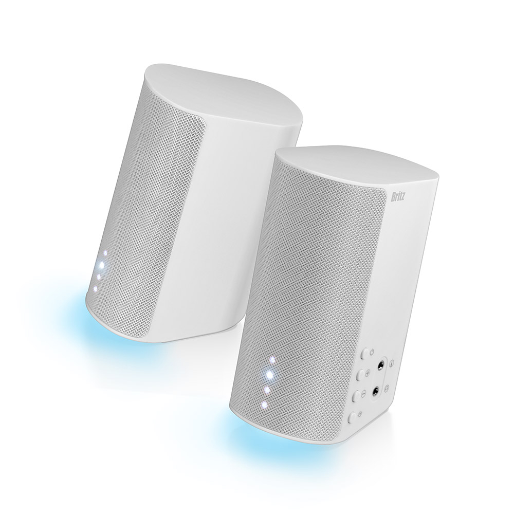 브리츠 2채널 USB 북쉘프 데스크 게이밍스피커 LED 조명 AUX PC 유선 스피커 - 상세 이미지 2