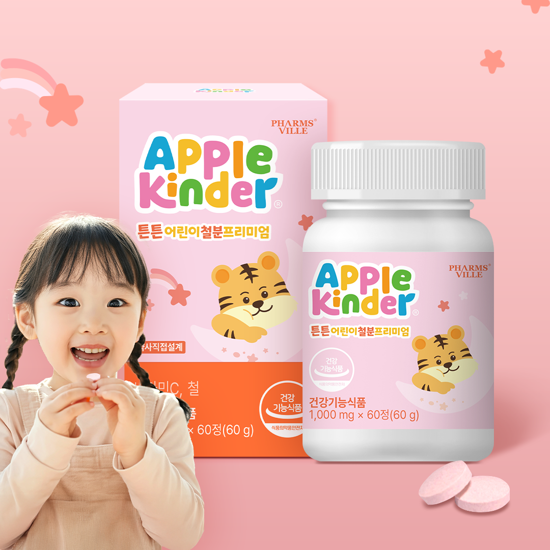 (2개월분) 애플킨더 튼튼 철분 프리미엄 어린이 철분제 1,000mg 60캡슐, 1개 제품 이미지