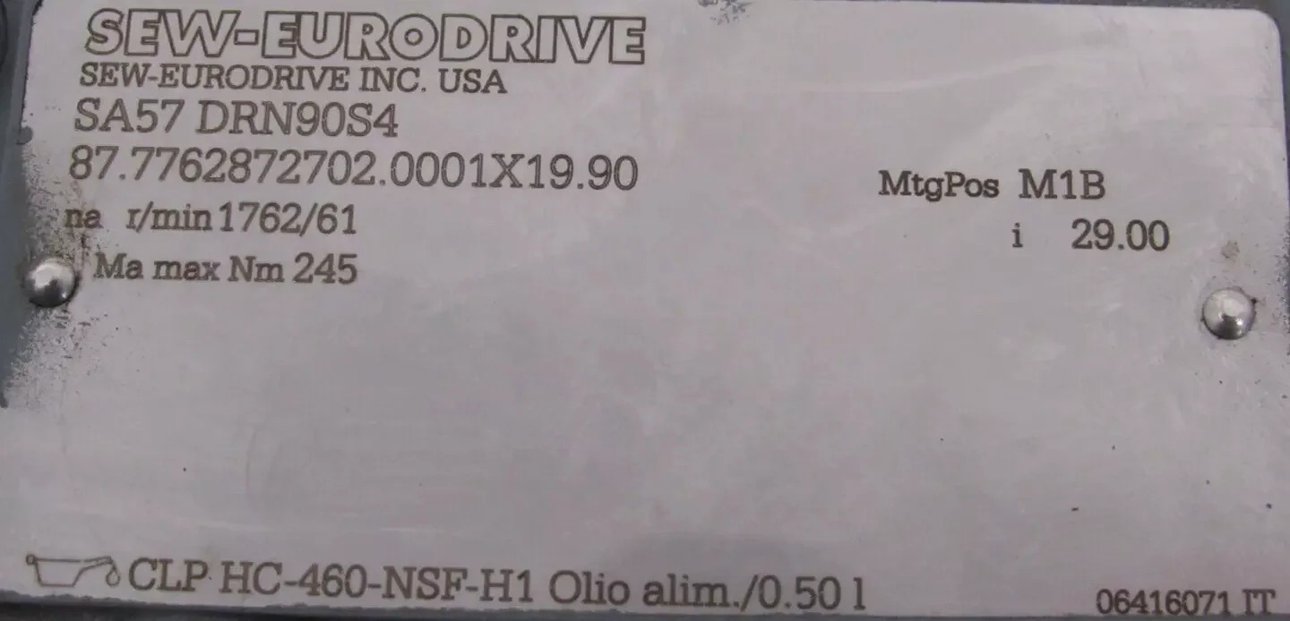 SEW SEURODRIVE SA47 SA57/T DRN90S4 산업제어 스테퍼 모터 감속기 헬리컬 기어