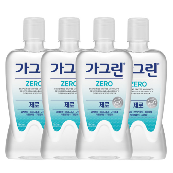 가그린 제로 구강청결제 750ml x 4개+100ml - 상품 이미지