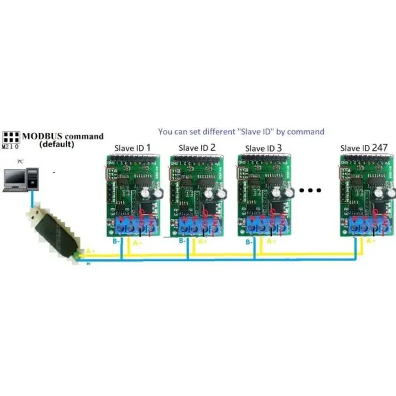 8채널 RS485 모듈 Modbus Rtu 프로토콜 AT 명령 릴레이 제어 보드 5-24V 1개