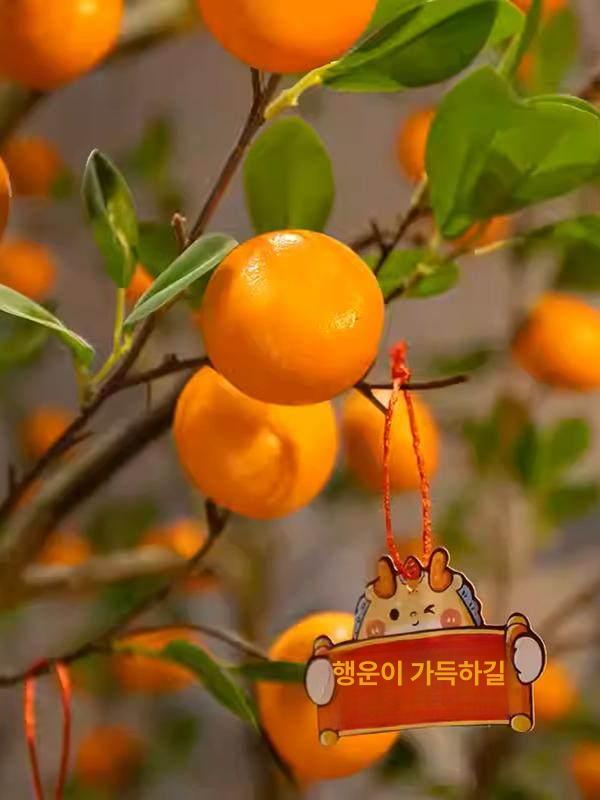 오렌지 조화 나무 조경 장식품 인테리어 식물 인조 감귤 높이 1.2m 폭 0.8m - 상세 이미지 5