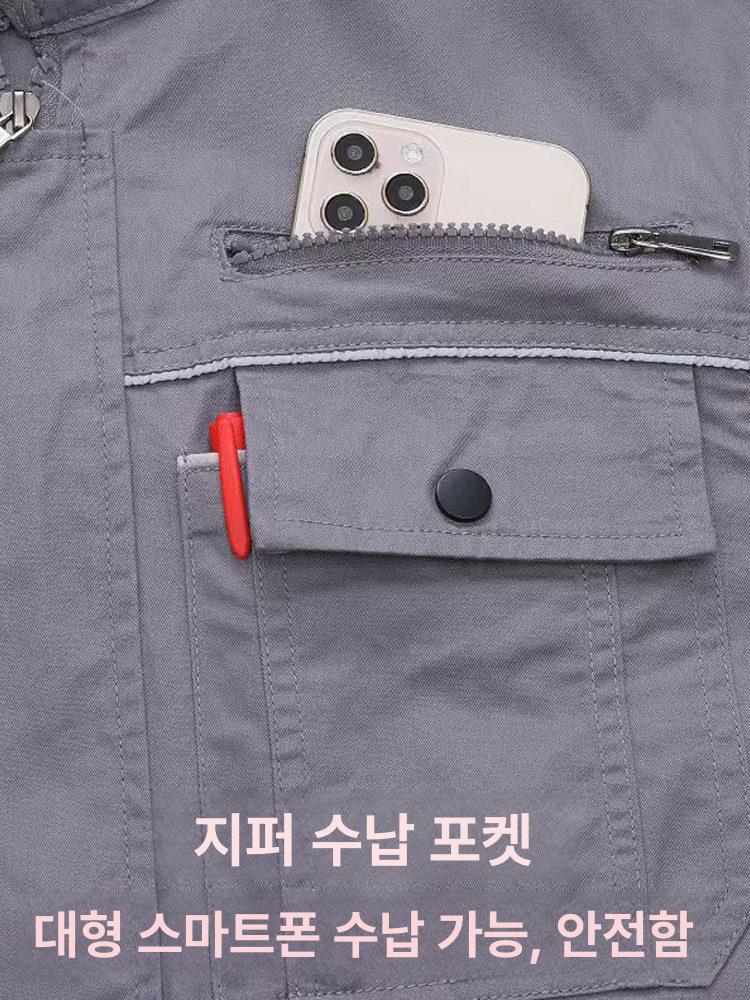 전기화재 방염복 상하의 작업복 빅사이즈 전신 방진복 719 연회색 (여름 얇은 세트) 165 - 상세 이미지 3