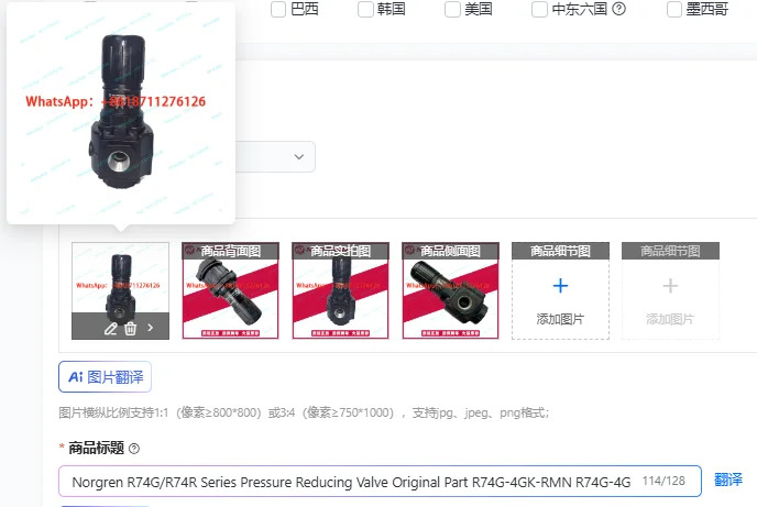 노그렌 R74G/R74R 시리즈 감압밸브 부품 R74G-4GK-RMN R74G-4-RSN 산업 자동화용