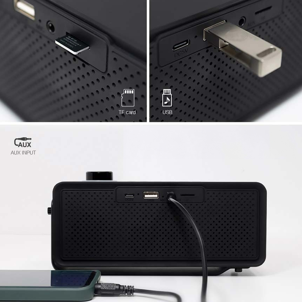 브리츠 미러 디지털 알람시계 블루투스 5.2 스피커 라디오 USB TF 재생 AUX 충전식 - 상세 이미지 4