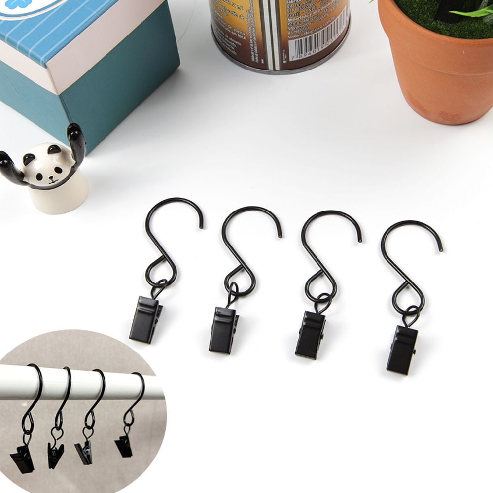 S고리 커튼 압축봉 소품 고리 걸이 집게 대1P - 상품 이미지