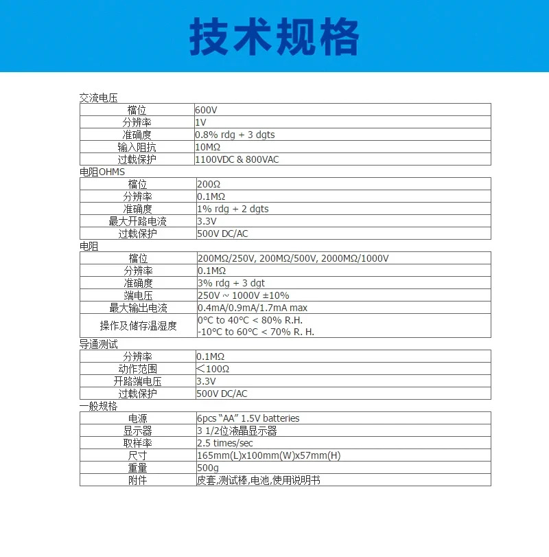 TES-1600 휴대자동 제로 조정 절연 시험기