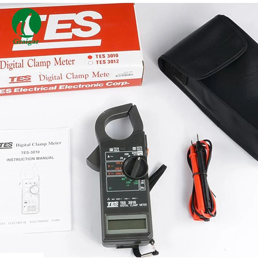 TES-3010 디지털 클램프 미터 테스터 AZ DC ACA 20A 200A 600A