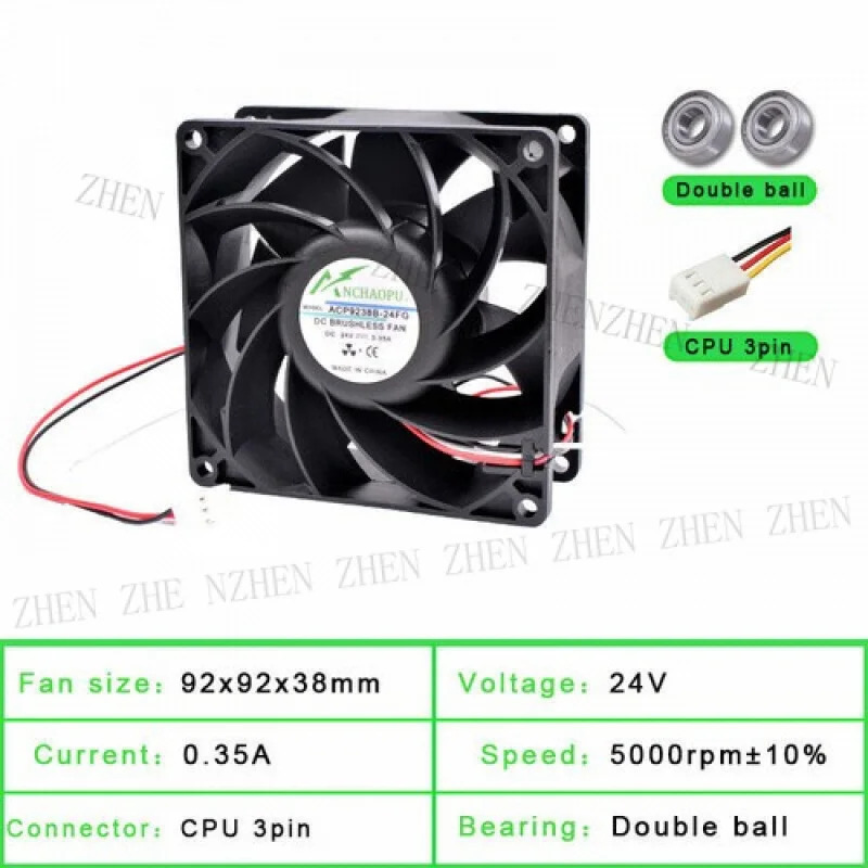 Y ACP9238B-24 mm 92mm DC24V 0.35A 인버터 전원공급장치냉각팬