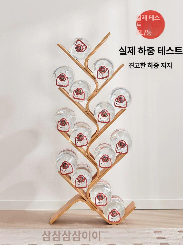 스탠딩 책장 정리함 수납함 인테리어 북유럽 디자인 7단 나무 모양 책장 [라탄 스타일] - 상세 이미지 4