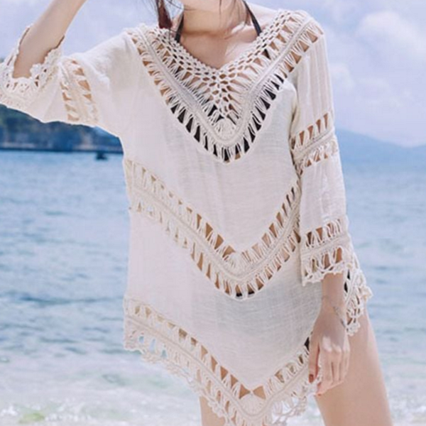 해변 펀칭 원피스 커버 휴양지 비치 웨어 휴가 여름 - 상품 이미지