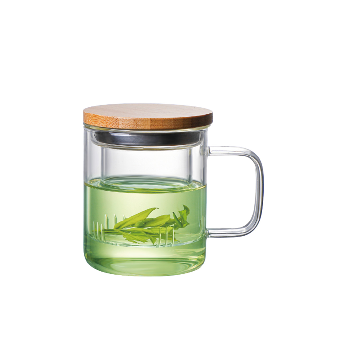 내열 유리 차우리는컵 거름망 티머그 머그컵 뚜껑 필터머그 360ml - 상세 이미지 2