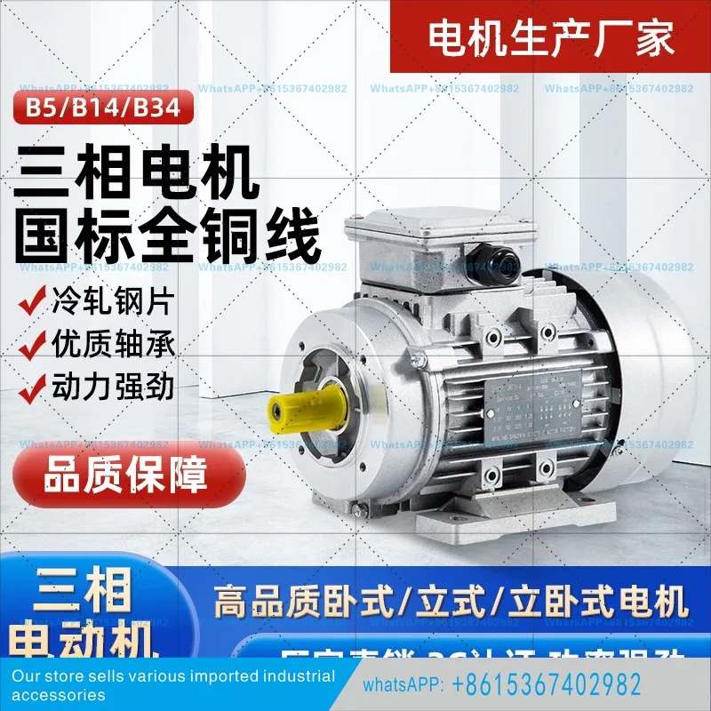 3개비동기 모터 구리선 380V 알루미늄 쉘 180/250/370/550/750W 수평 2800 rpm B34