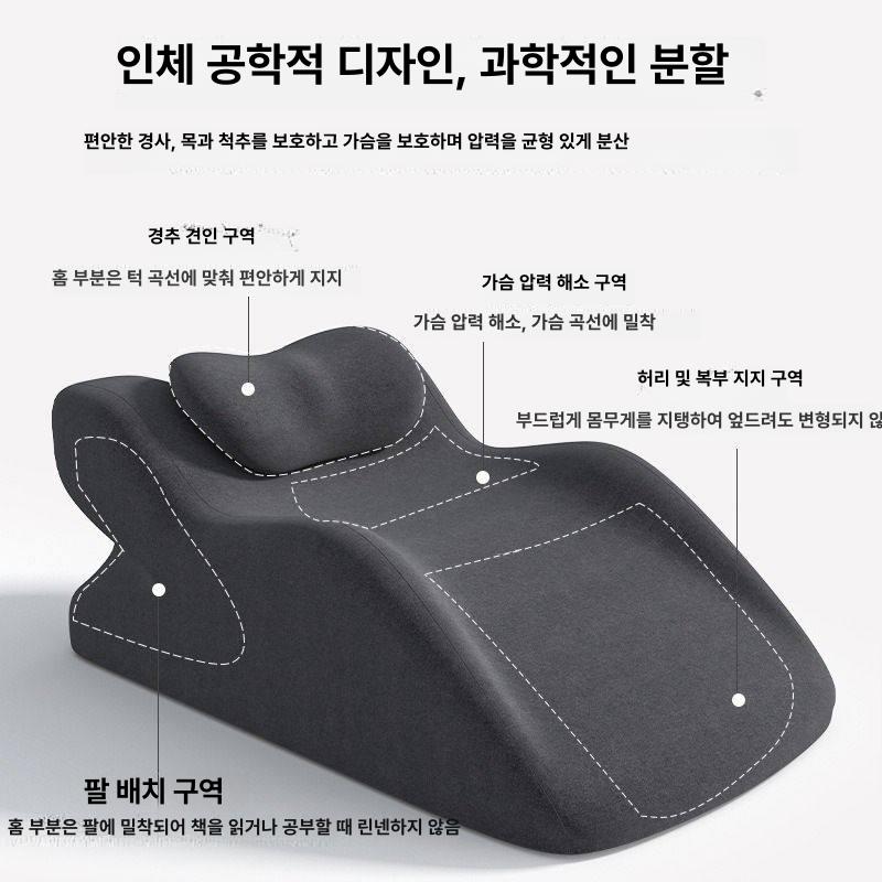 디오리빙 경추 목 스트레칭 베개 메모리폼 목받침 쿠션 낮잠 숙면 베개 진회색 (작은 베개 없음) - 상세 이미지 4