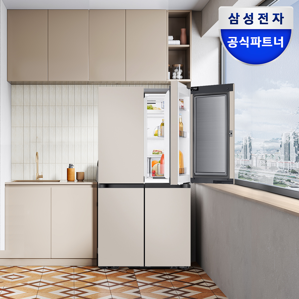 삼성 비스포크 AI 냉장고 4도어 902L 1등급 푸드쇼케이스 에센셜 베이지(RM70F90M1GD) 제품 이미지