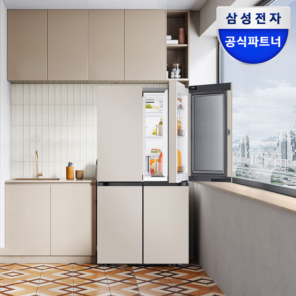 삼성 비스포크 AI 냉장고 4도어 902L 1등급 푸드쇼케이스 에센셜 베이지(RM70F90M1GD)