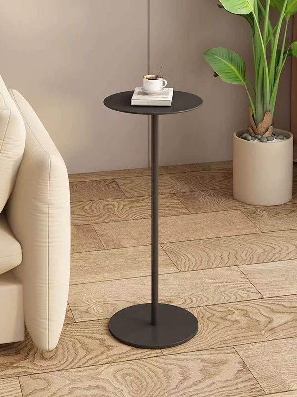 초미니 티테이블 철제 침대 협탁 사이드 소파 블랙 사이드 로드 높이 58cm - 상품 이미지