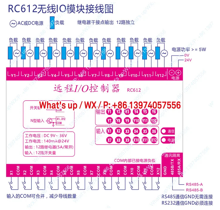 cre RC612무선 IO 모듈 43 MODBUS 12CH DI DO 릴레이