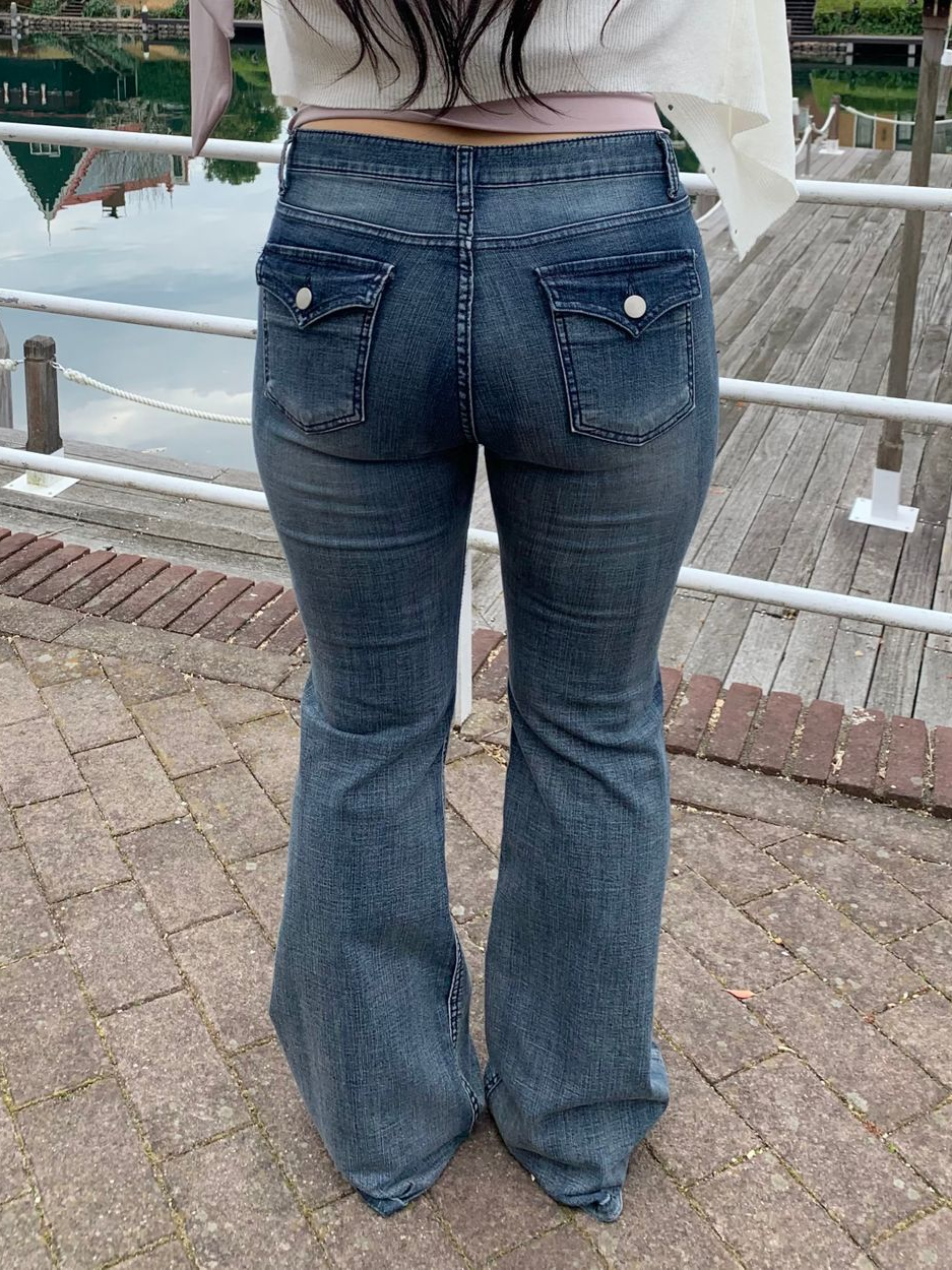 [S~3XL]럭키 로우라이즈 힙포켓 스판 부츠컷 데님 팬츠