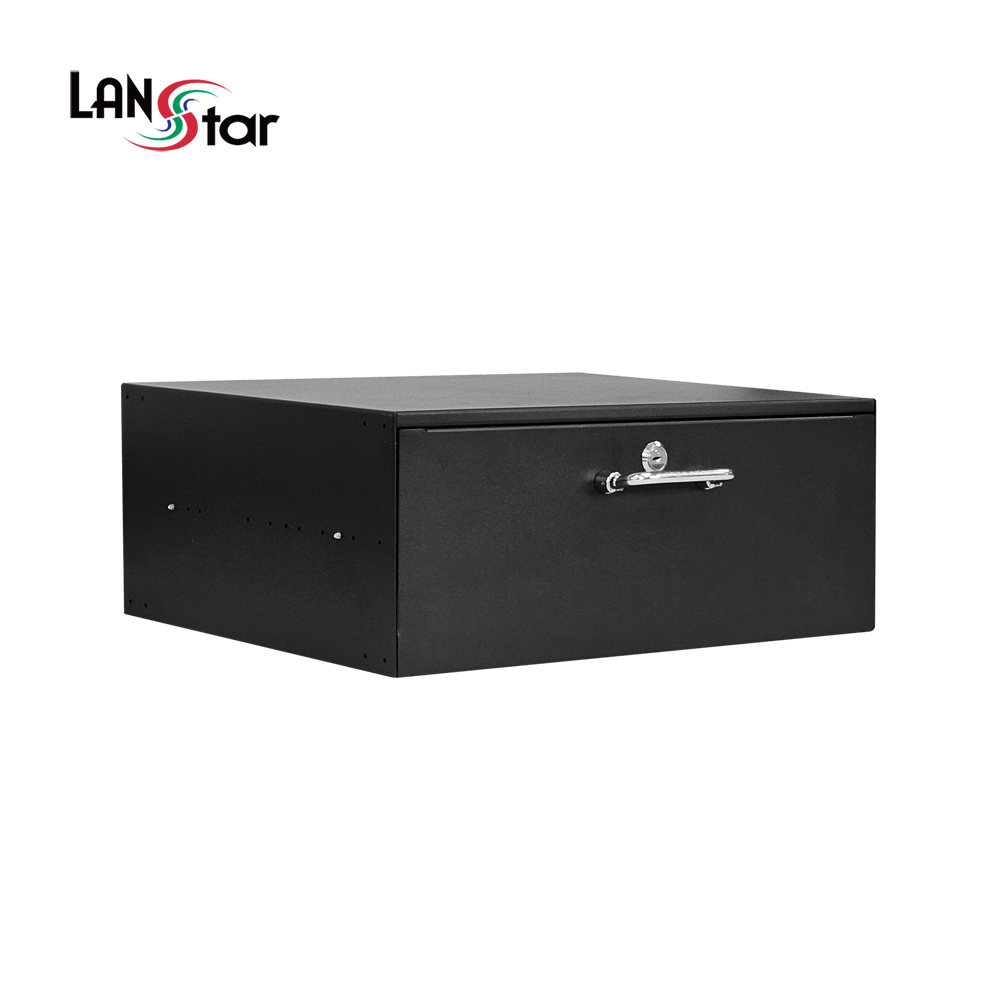 랜스타 허브랙 슬라이딩 서랍장 보안 캐비닛 슬라이드 수납장 4U 블랙 (LS-4UBD) - 상품 이미지