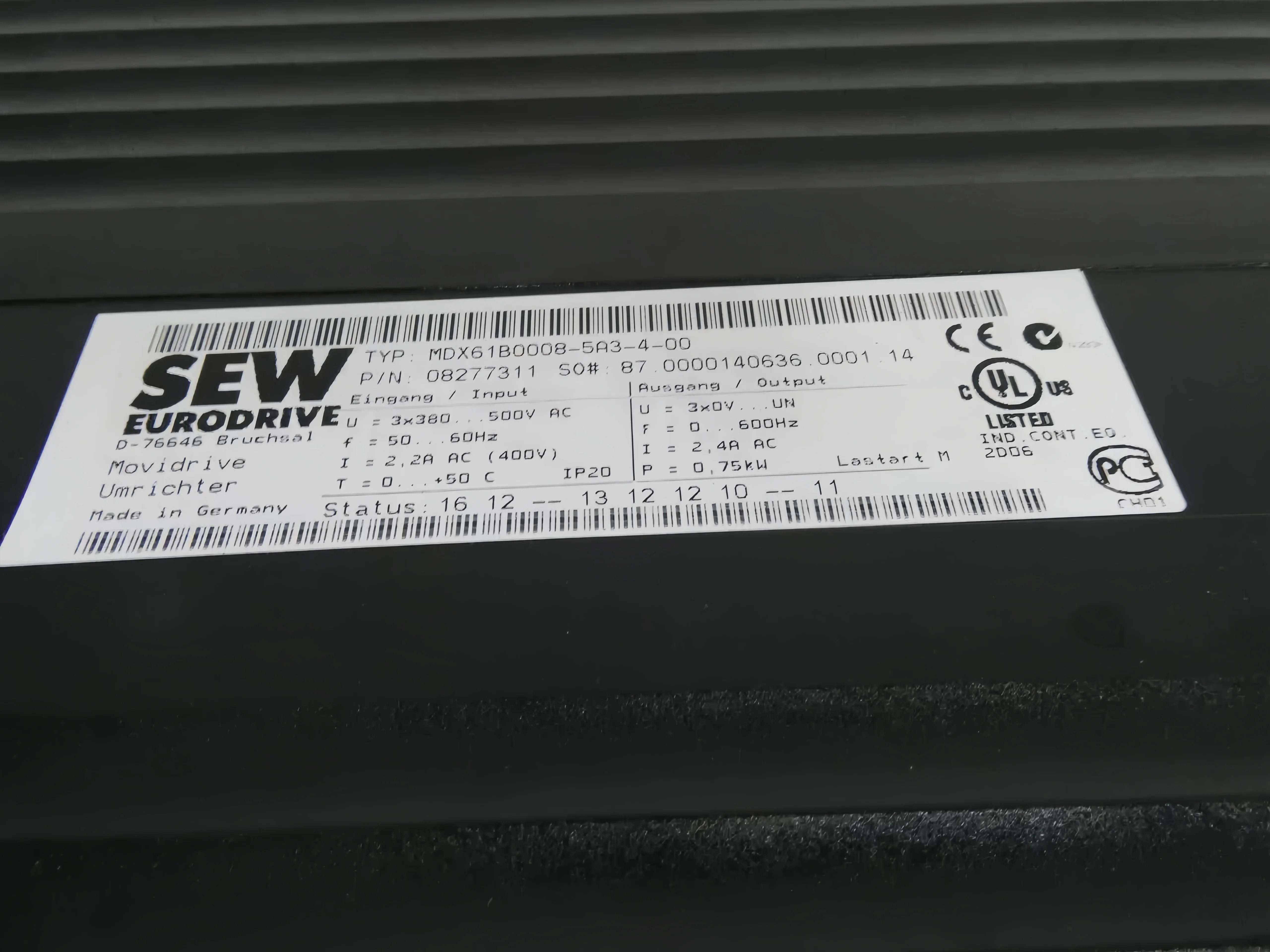 SEW 모비드라이브 MDX61B0008-5A3-4-00 인버터 드라이브 11kW 400V 3상 글로벌
