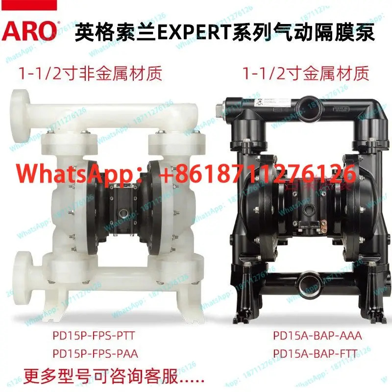 ARO 인거솔랜드 PD15P-FPS-PTT 공압 다이어프램 펌프 1.5인치 PD15A-BAP.AAA/FTT