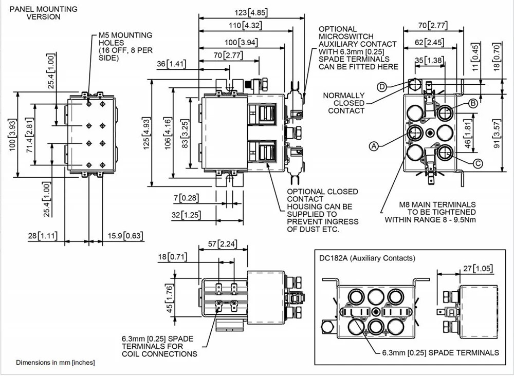 알브라이트 리버싱 컨택터 80V 200A DC182 DC182B-581T 80 볼트 200 암페어 솔레노이드 릴레이 스위치 전기 차량용