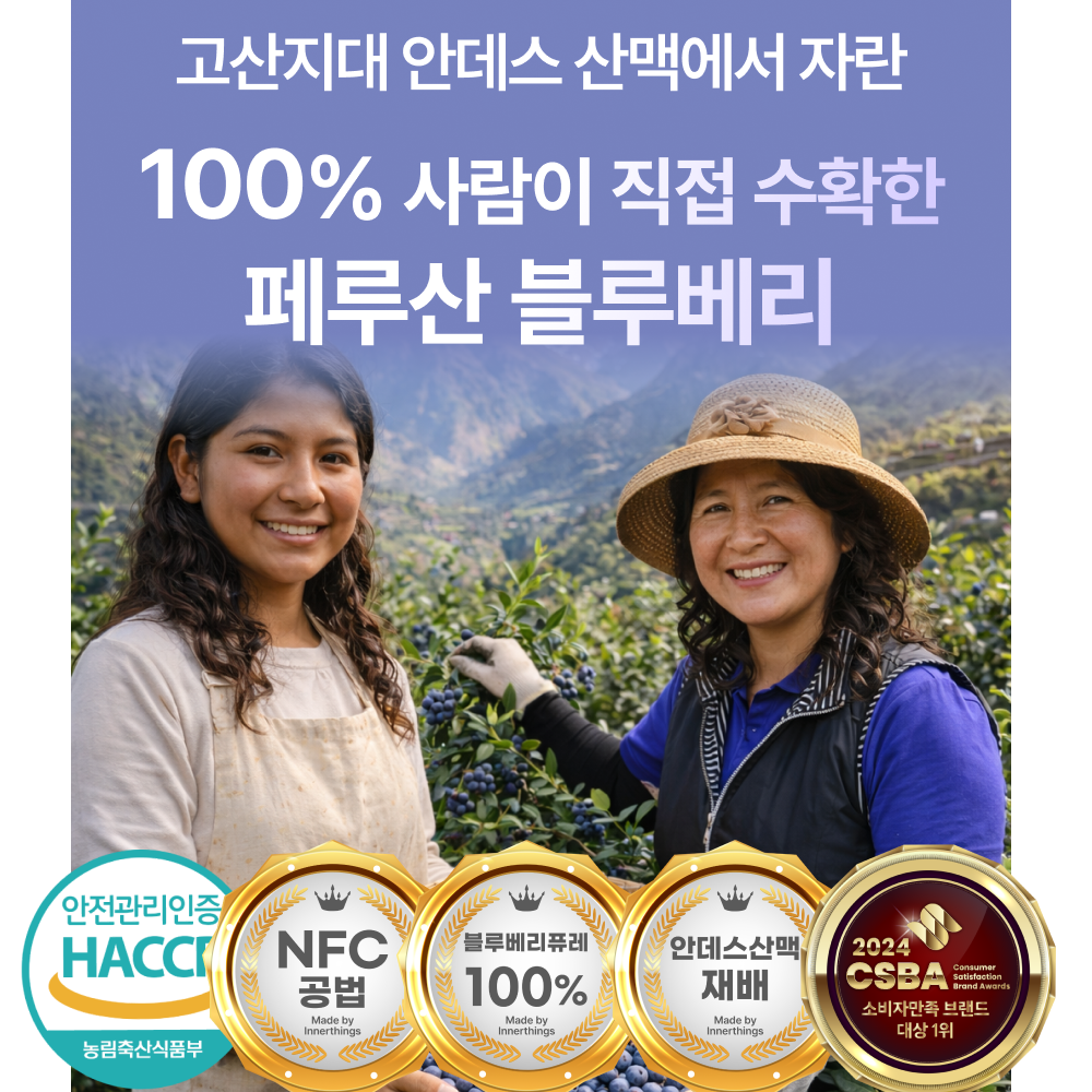 이너띵스 NFC 블루베리 퓨레 100% 즙 스틱 14포, 6개 - 상세 이미지 2