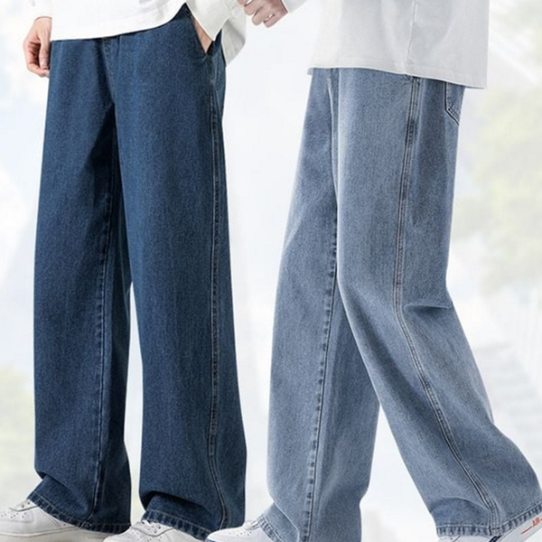 세미 남성 데님 팬츠 연청 남성 와이드 청바지 진청 바지 - 상품 이미지