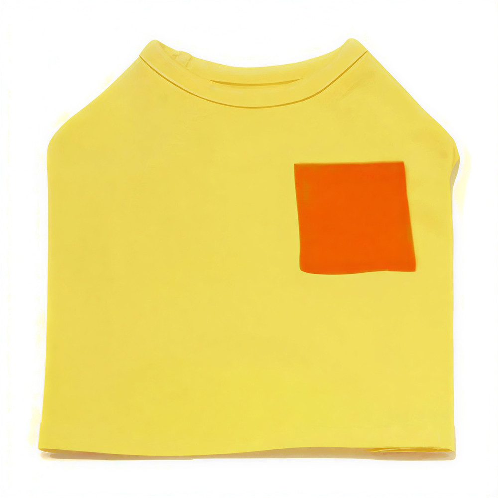 SK펫 강아지옷 스퀘어포켓 티셔츠 (노랑) (XL) - 상품 이미지