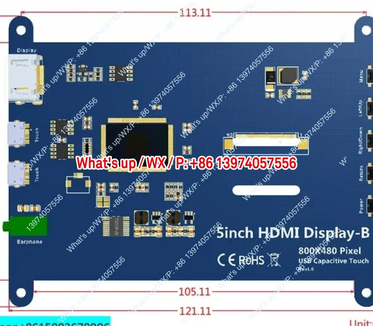 800x480 3B 4B 용량성 터치 스크린 HD LCD 디스플레이 USB 드라이버 5인치
