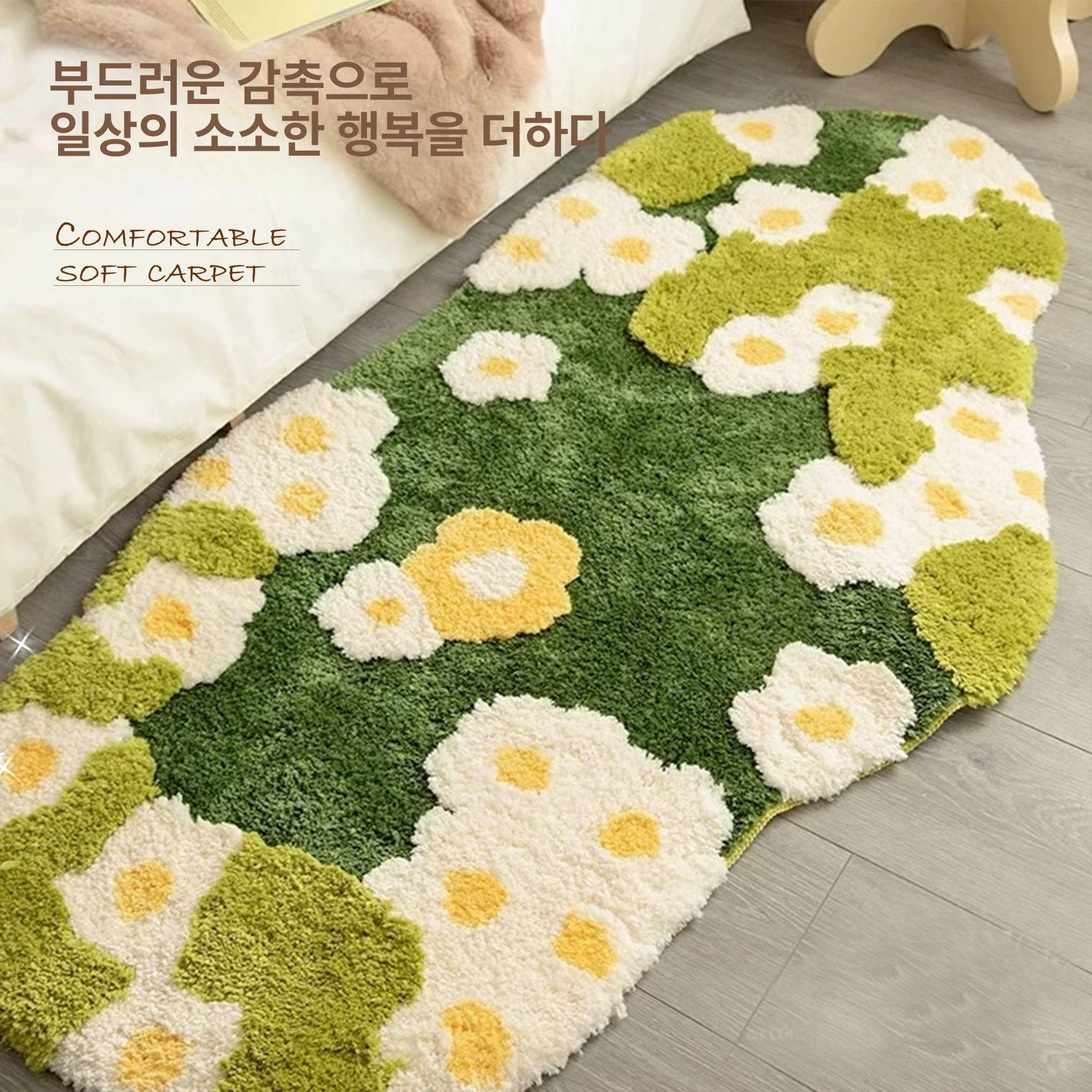 꽃밭러그 플라워 카펫 인테리어 감성 컴팩트 현관 플러피 꽃밭 L-A3731L 50x100 - 상세 이미지 2