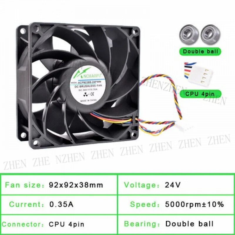 Y ACP9238B-24 mm 92mm DC24V 0.35A 인버터 전원공급장치냉각팬