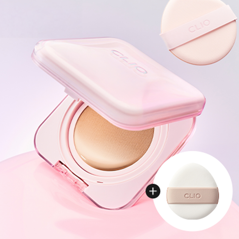 클리오 킬커버 메쉬 글로우 에센셜 쿠션 기획세트 [본품+리필] 15gx2 / SPF 50+, PA++++ [증정] 듀얼 탭탭 퍼프 제품 이미지