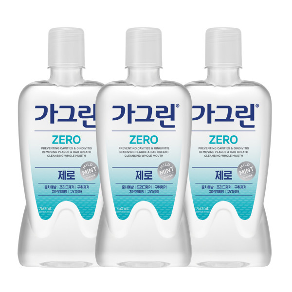 가그린 제로 구강청결제 750ml x 3개+100ml - 상품 이미지