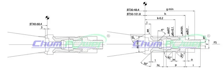 대만 오리지널 ChumPower BT30/40-45 스핀들 풀러 클로내부 외부 스레드 4개 꽃잎 포함