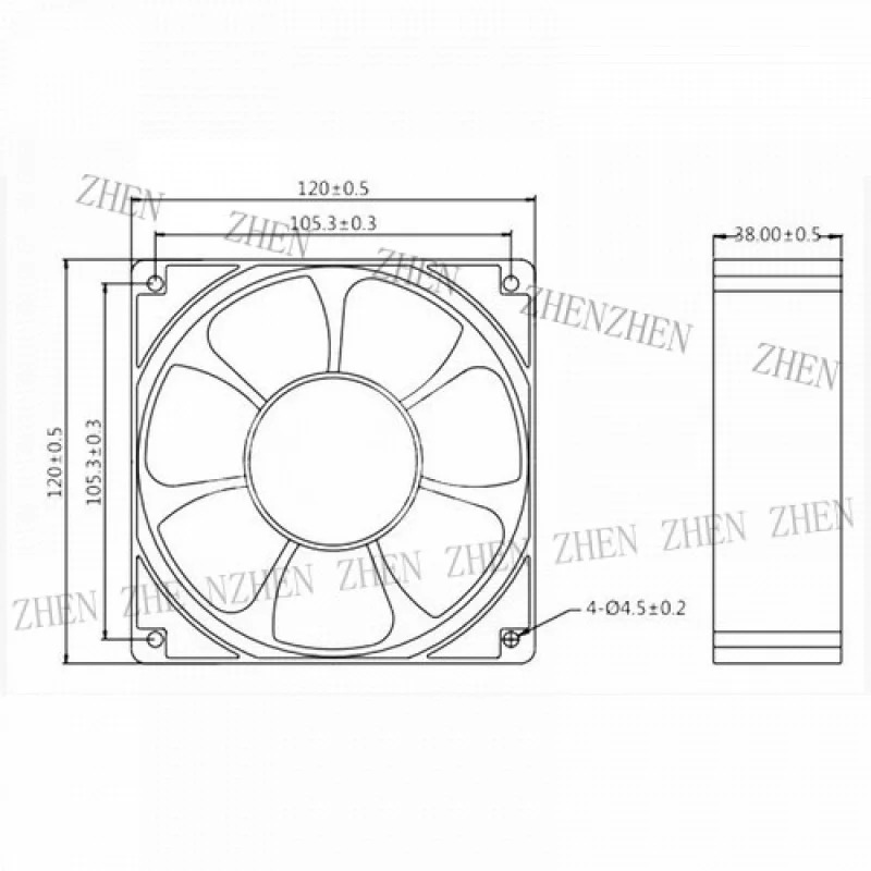 Y A12B23HTS W00 230V 20/18W 12038 냉각팬