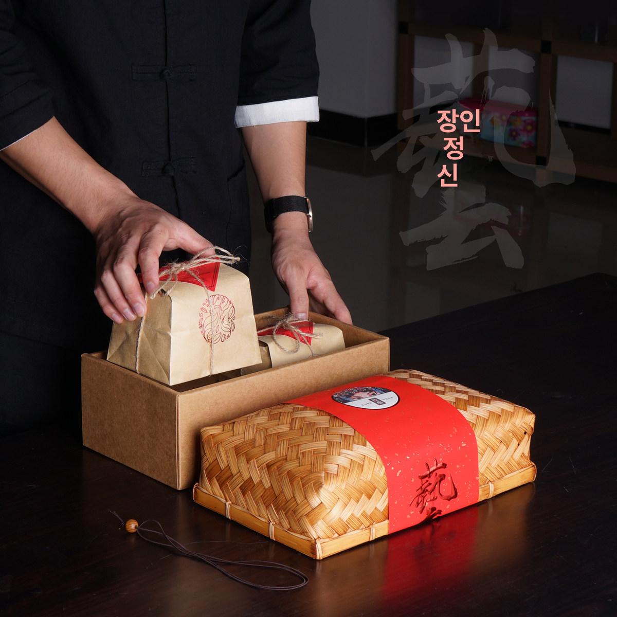 선물 바구니 명절 사각 대나무 라탄 추석 답례품 떡 업소용 거품 송편 - 상세 이미지 5