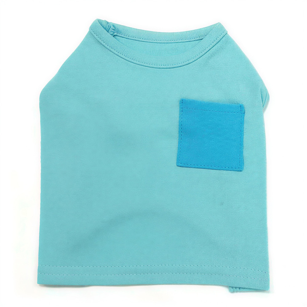 SK펫 강아지옷 스퀘어포켓 티셔츠 (하늘) (XL) - 상품 이미지