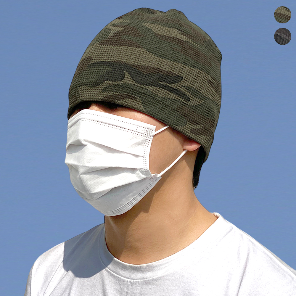 카모 와플 비니 여름 니트 모자 남자 여자 무지 봄 골무 숏 항암 두건 얇은 - 상품 이미지