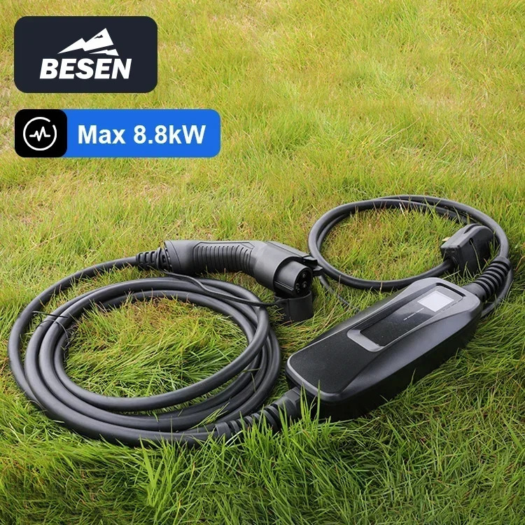 BESEN 8.8kW 휴대타입 1 EV 충전기 단상 AC 충전 LCD 화면 탑재 32A 출력 전류 전기차용