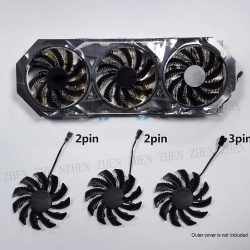 Y 기가 바이트호환 X 970 그래픽 카드 냉각팬 3핀 쿨러 T128010SM 75mm DC12V