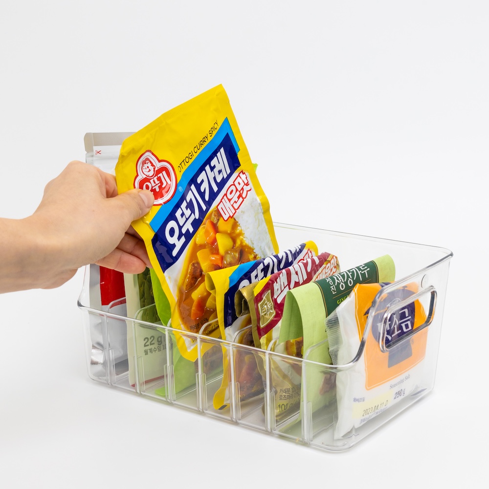 살림공간 팬트리정리 냉장고 트레이 보관용기 투명 칸막이 - 상품 이미지