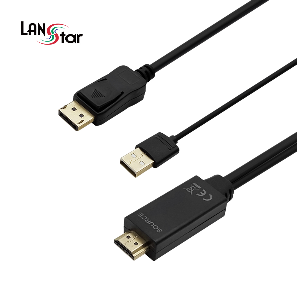랜스타 LS-HD2DP-5M HDMI to DisplayPort 케이블 5m 4K 30Hz - 상품 이미지