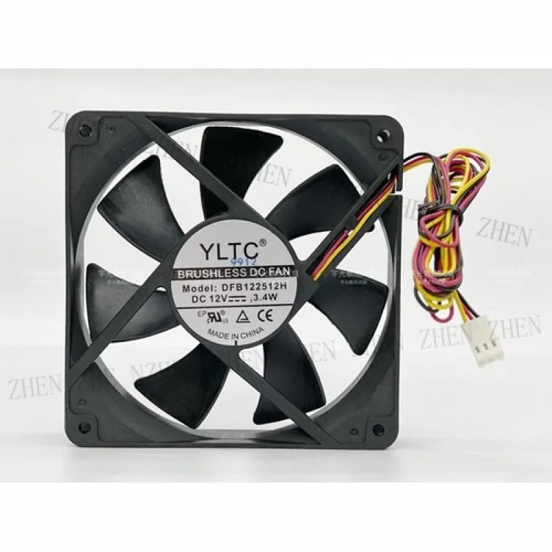 Y for TLTC DFB122512H 1DC12V 3.4W 12CM 3선 듀얼 볼 냉각팬