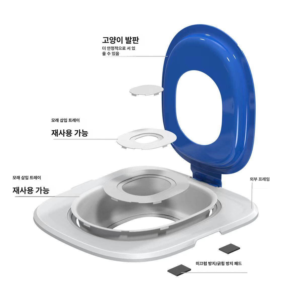 고양이 양변기 배변 연습 훈련키트 유도 화장실 블루 - 상세 이미지 4
