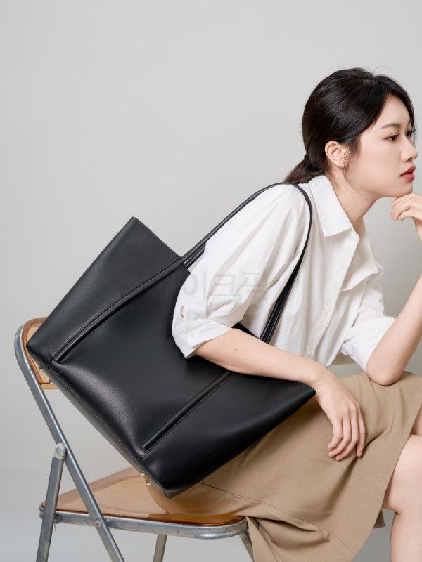 메이크픽 여성용 대형 숄더백 소가죽 대용량 보부상 가방 직장인 출퇴근용 대학생 가방 이미지 8