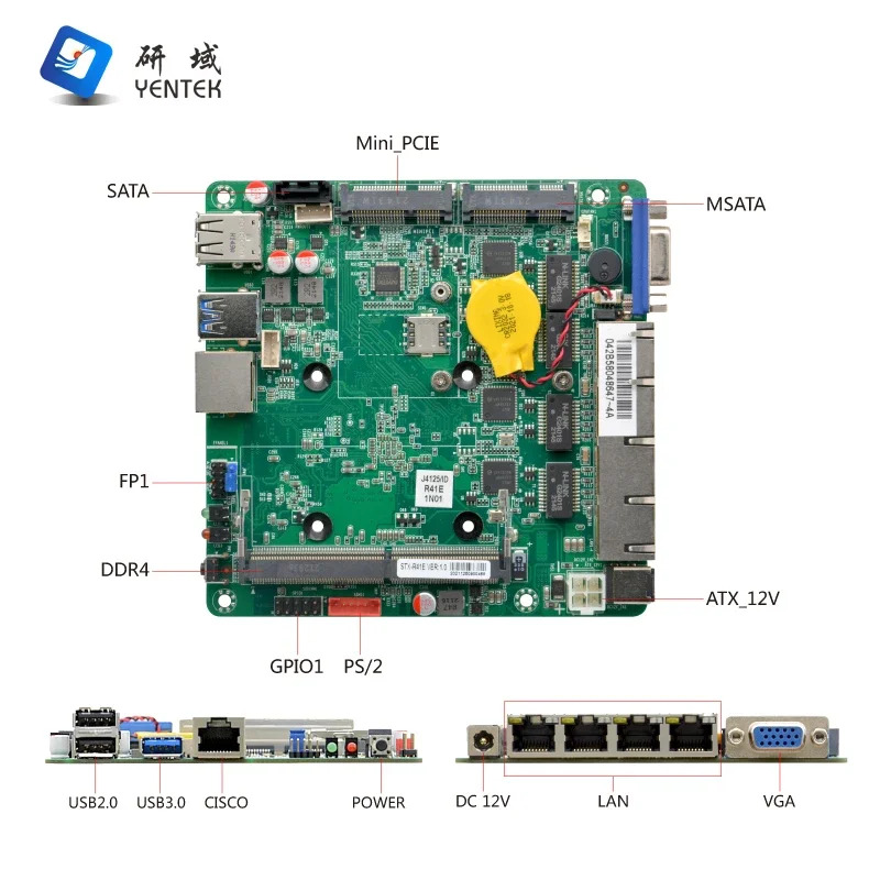 Pfsense 서버 마더보드 프로세서 J4125 DDR4 8G VGA 4 RJ45 LAN 미니 나노 ITX 방화벽