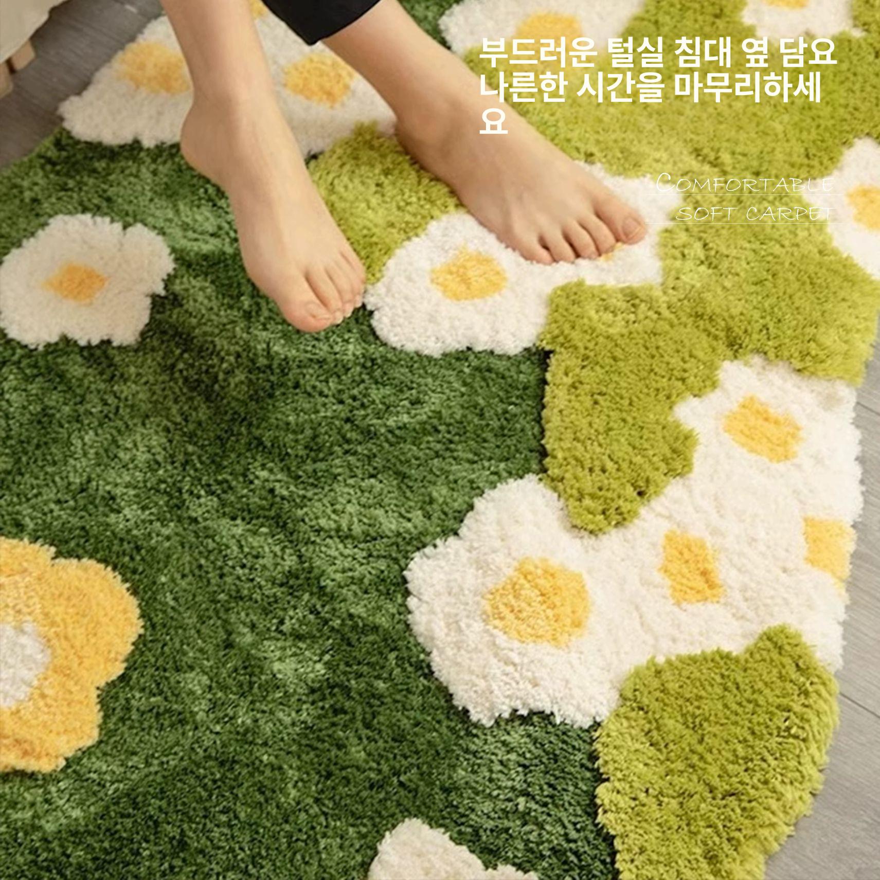 꽃밭러그 플라워 카펫 인테리어 감성 컴팩트 현관 플러피 꽃밭 L-A3731L 50x100 - 상세 이미지 3