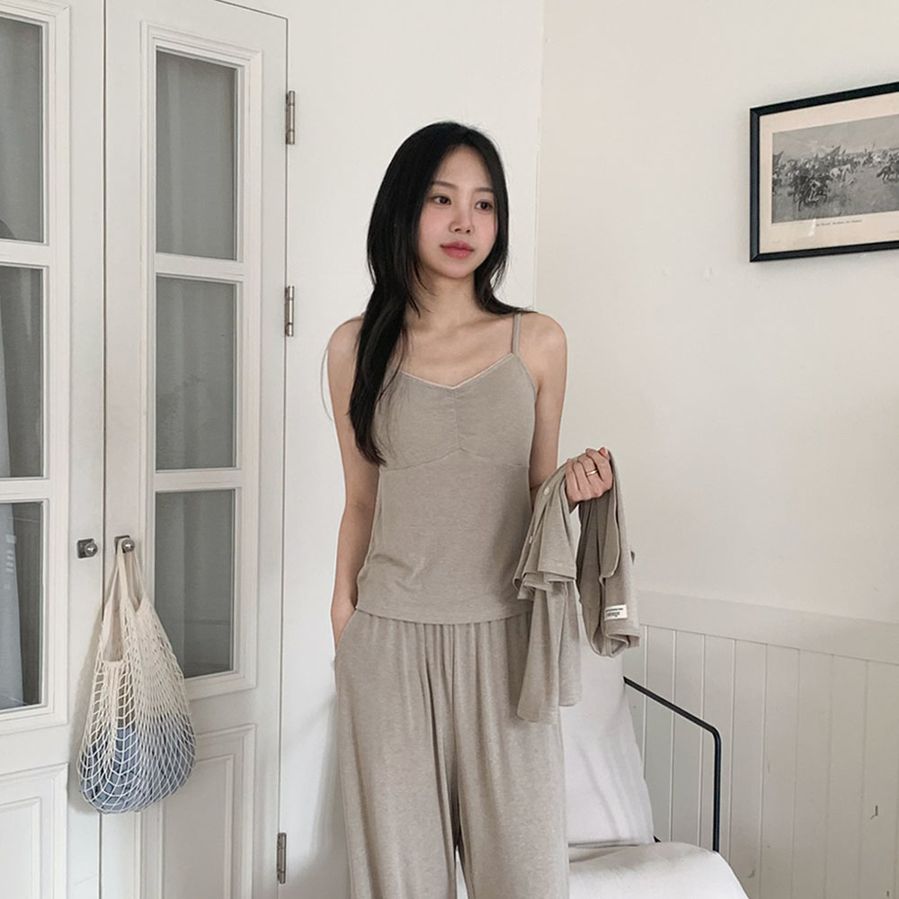 브리즈 긴팔 파자마 캡내장 쓰리피스 잠옷세트 2color - 상세 이미지 4